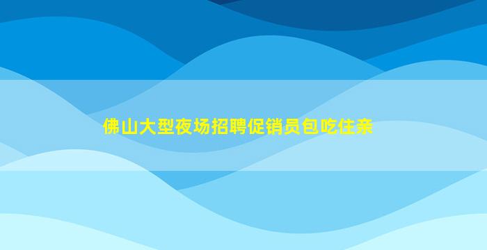 佛山大型夜场招聘促销员包吃住亲